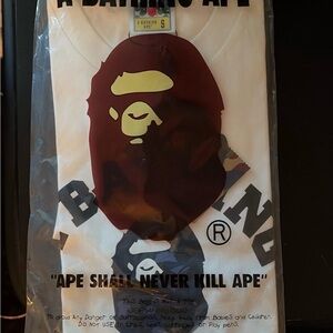 Bape White and Brown Graphic T-Shirt